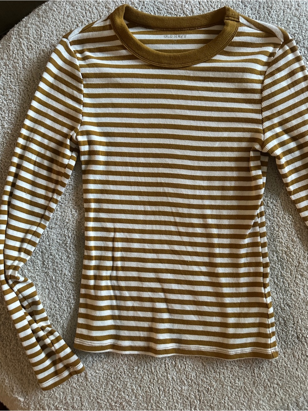 Old Navy Mustard Yellow and White Striped Long Sleeve Tee